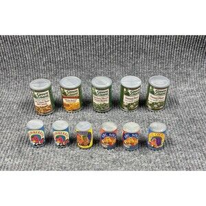 VTG 90's Play Food Drinks Vegetables By M.T. Big Cans 5 Little ones 6‎ Toys
